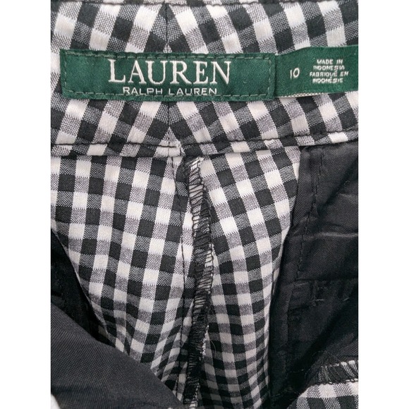 New Lauren Ralph Lauren LRL Gingham Cropped Pants Sz 10 Black White Preppy Chic - Picture 5 of 7